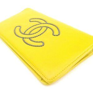 CHANEL Purse Yellow silver Women Authentic secondhand